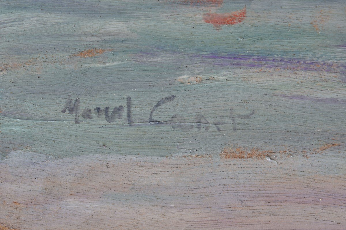 Marcel Canet "le Port En Bretagne" Huile Sur Panneau 37x54-photo-3